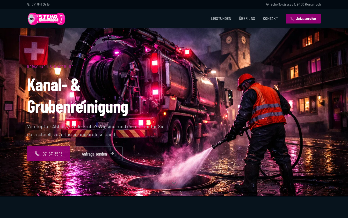 Website-Referenz S. Fehr Kanalreinigung