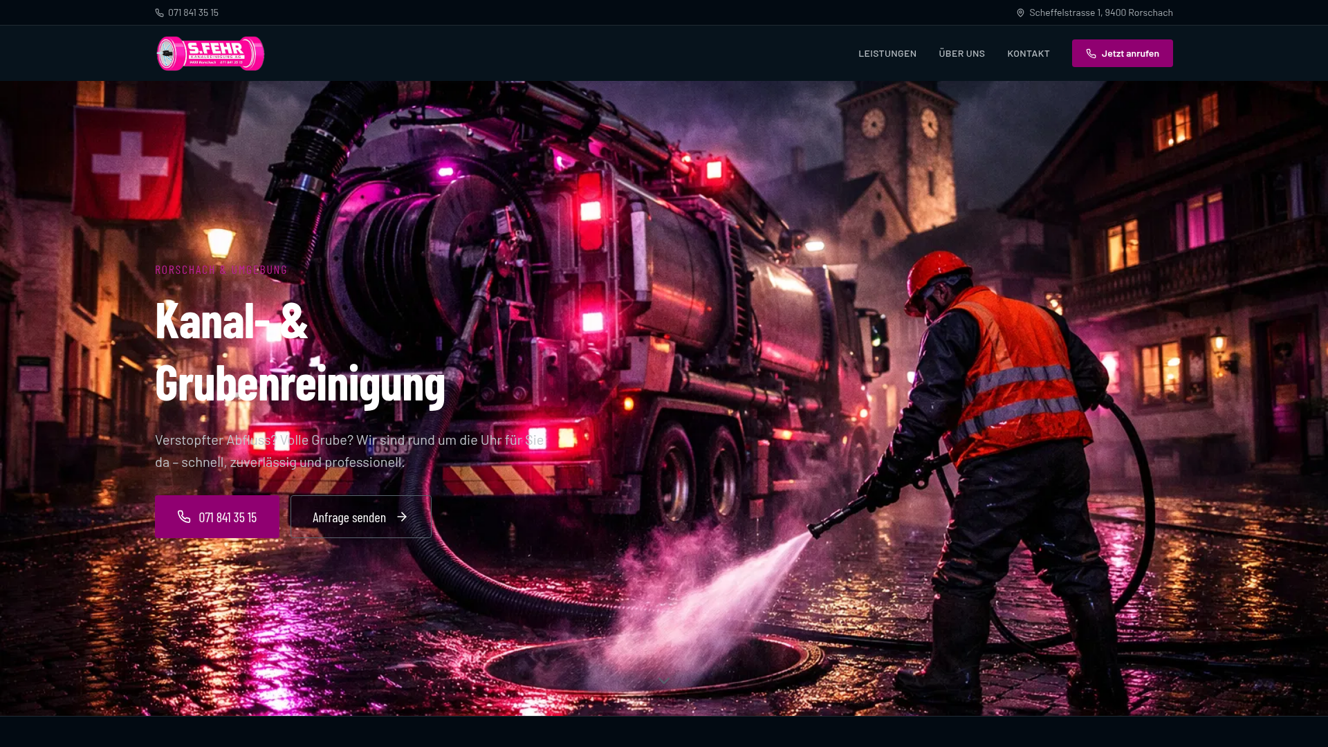 Website-Referenz S. Fehr Kanalreinigung