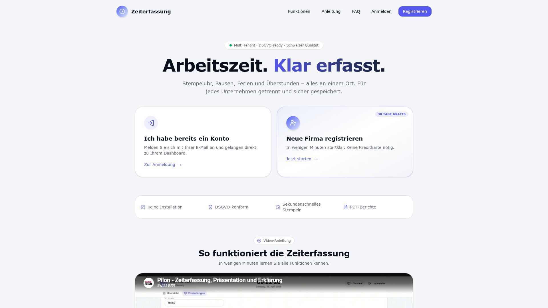 Website-Referenz Pilon Zeiterfassung